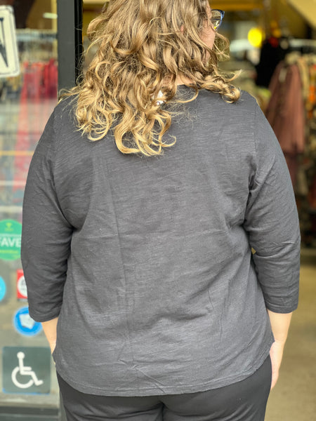 Kleen 3/4 Sleeve Round Neck Tee-Black