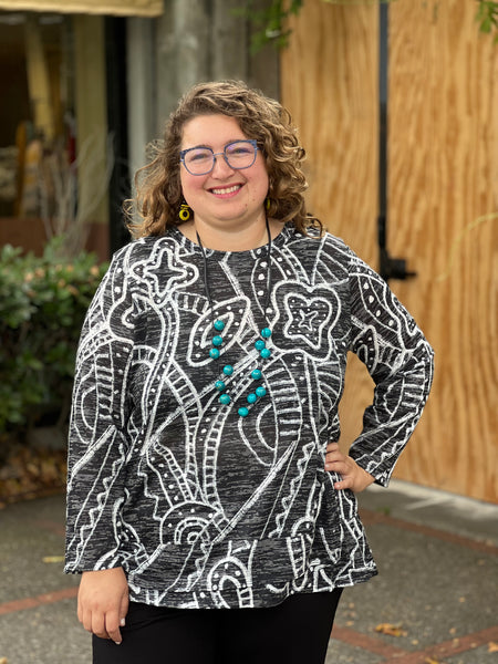 Jess and Jane Burnout Overlap Hem-Art Deco