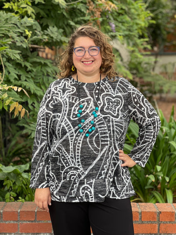 Jess and Jane Burnout Overlap Hem-Art Deco