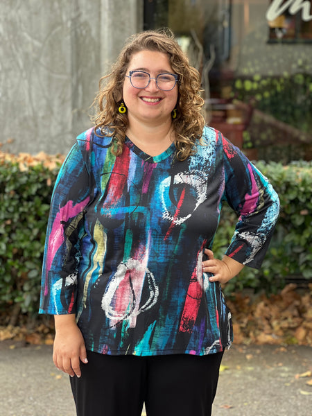 Jess and Jane Soft touch V-Neck-Multi