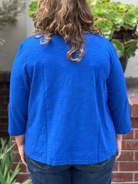 Kleen 3/4 Sleeve Round Neck Tee-Lapis Blue