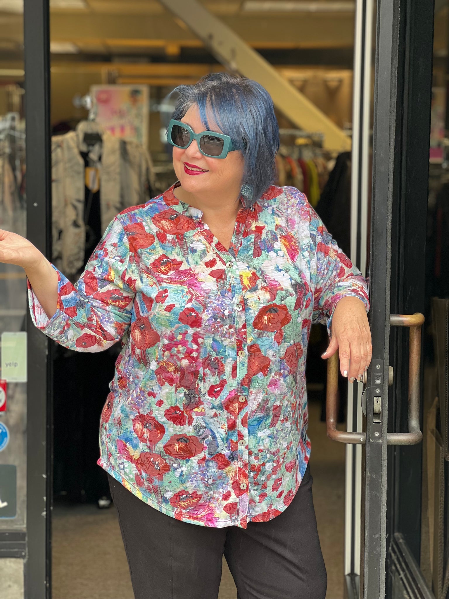 Jess and Jane Mandarin Collar Blouse-Prima