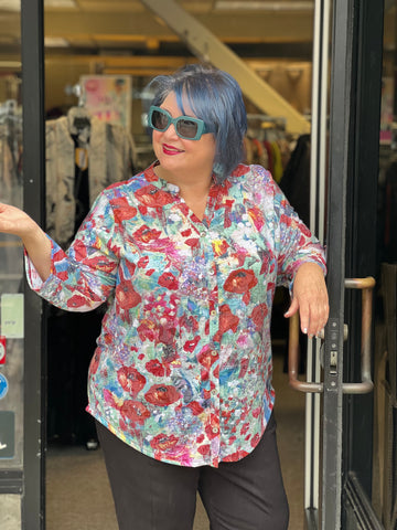 Jess and Jane Mandarin Collar Blouse-Prima