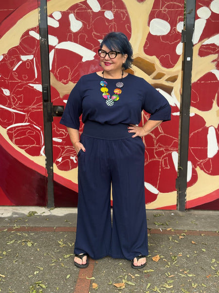 Blue Sky Linen Bamboo Liza Top-Indigo