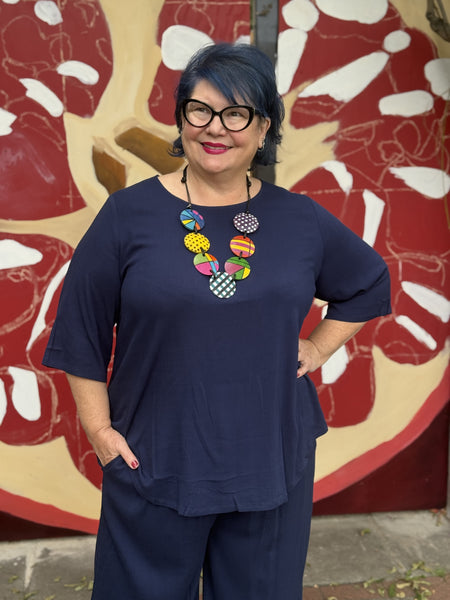 Blue Sky Linen Bamboo Liza Top-Indigo