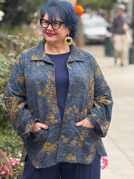 Habitat Pucker Weave Museum Jacket-Navy