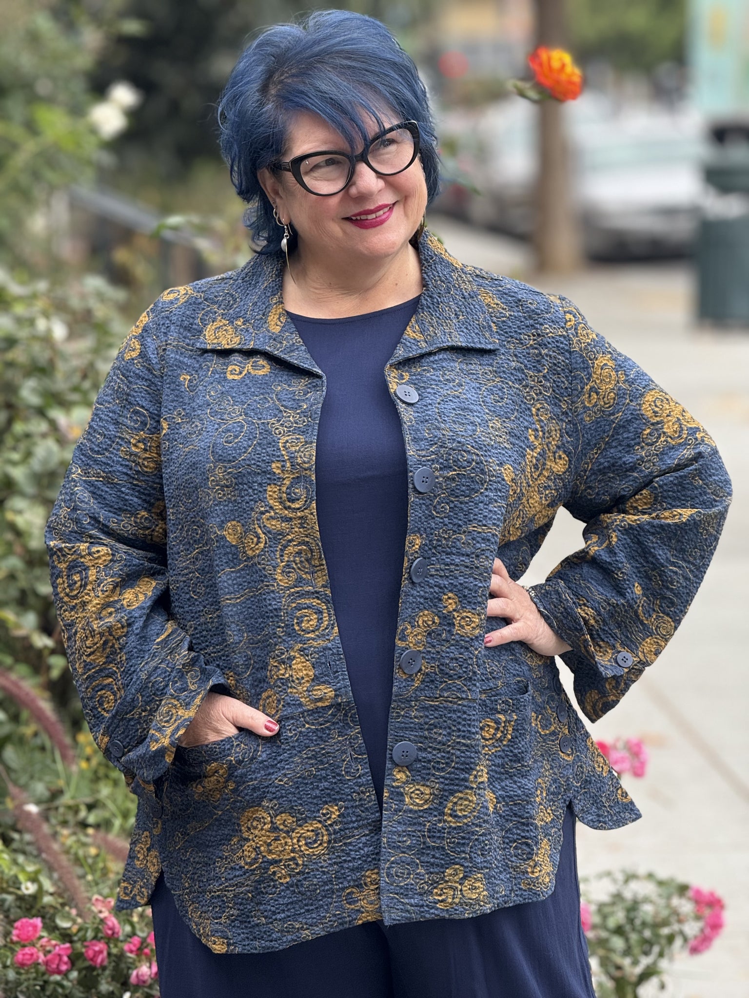 Habitat Pucker Weave Museum Jacket-Navy