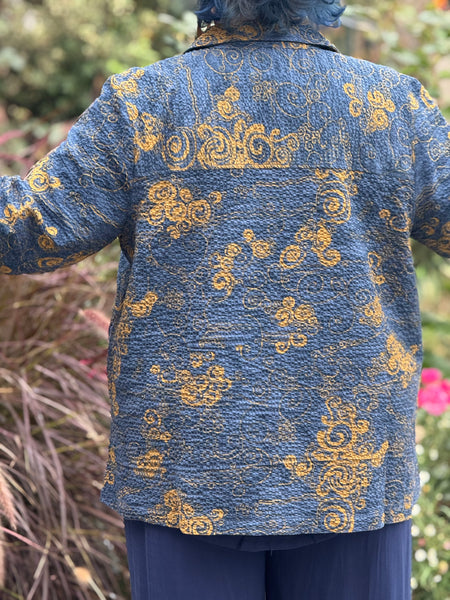 Habitat Pucker Weave Museum Jacket-Navy