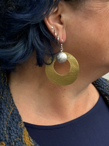 Chick Boss Petal Round Disc Mixed Metal Dangle