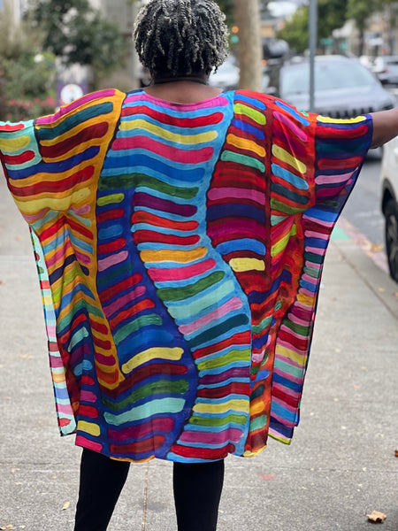 KikiSol One Size Midi Kaftan-Stripes