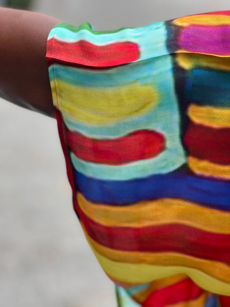 KikiSol One Size Midi Kaftan-Stripes