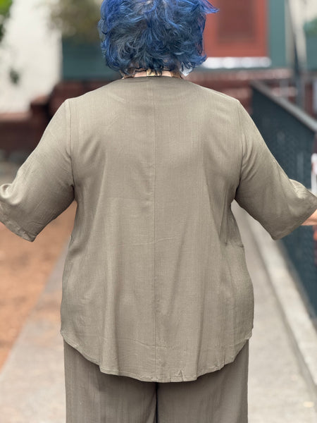 Blue Sky Linen Bamboo Liza Top-Khaki