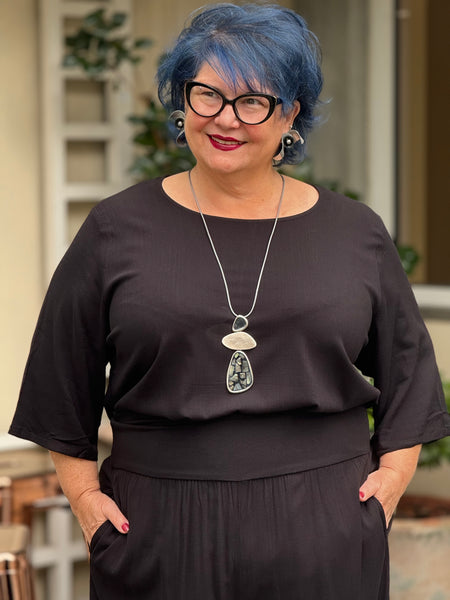 Blue Sky Linen Bamboo Liza Top-Black