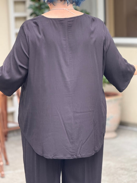 Blue Sky Linen Bamboo Liza Top-Black