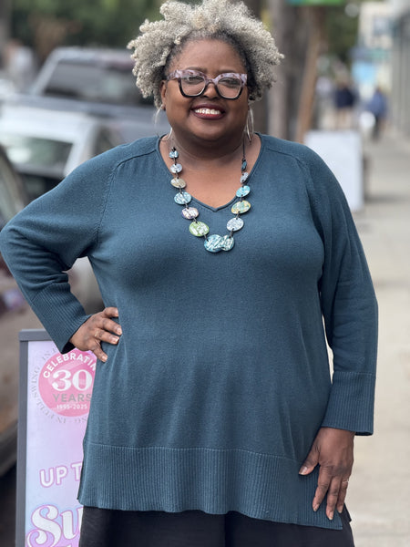 Eileen Fisher Peruvian Cotton V-Neck Alpine