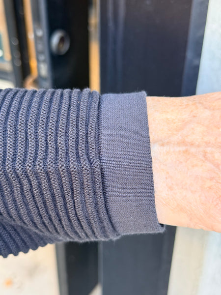 Orientique Organic Cotton Rib Knit Sweater- Black