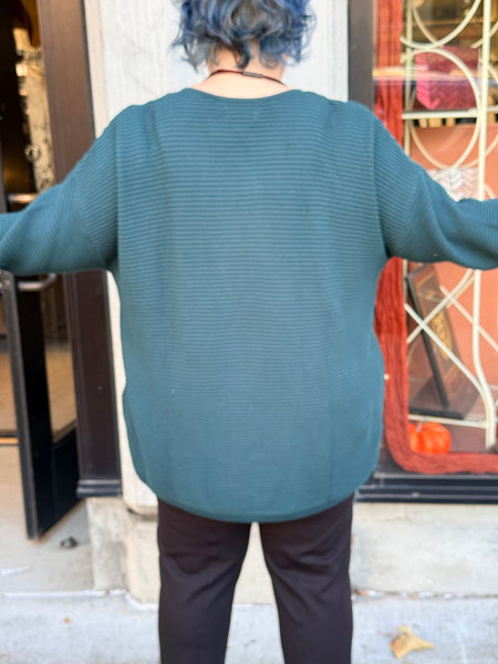 Orientique Organic  Cotton Rib Knit Sweater-Pine