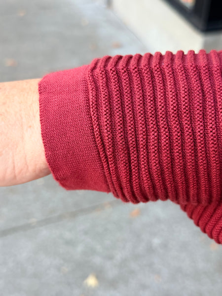 Orientique Organic Cotton Rib Knit Sweater-Rust