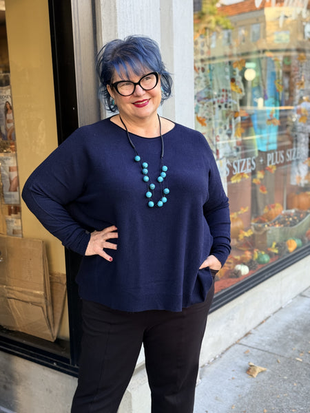 Amazing Woman Lightweight Macy Sweater-Dark Navy