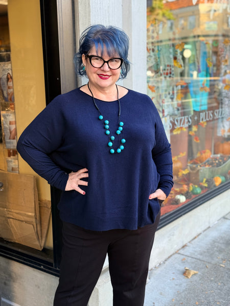 Amazing Woman Lightweight Macy Sweater-Dark Navy