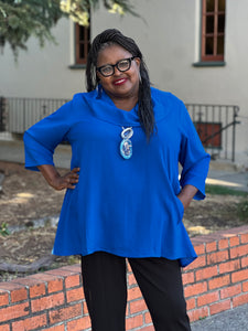 Fridaze French Quarter Cowl Blouse-Mediterranean