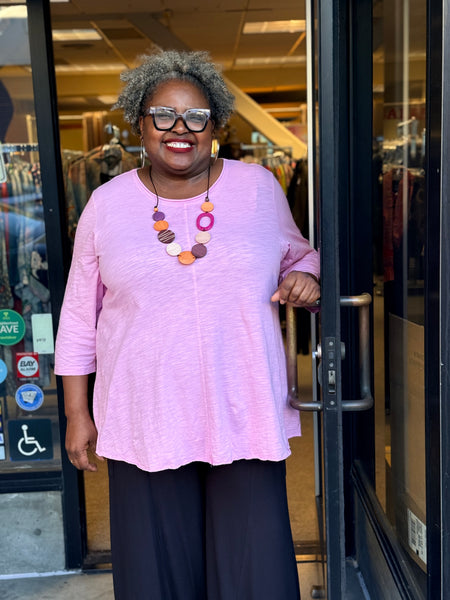 Kleen Seamed 3/4 Sleeve Swing Tee-Orchid