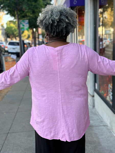 Kleen Seamed 3/4 Sleeve Swing Tee-Orchid