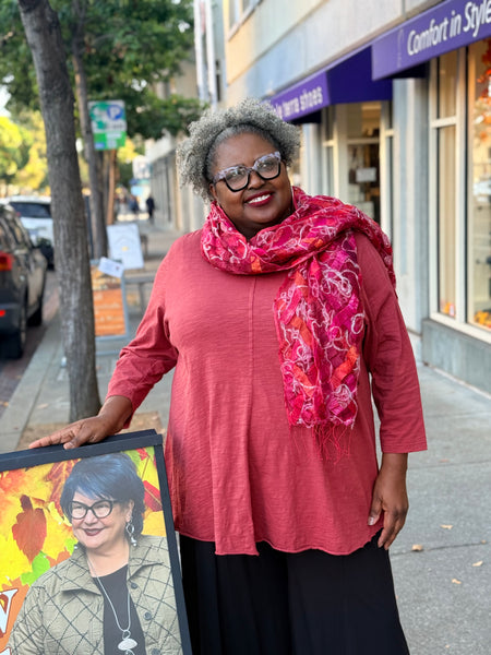 Kleen Seamed 3/4 Sleeve Swing Tee-Berry