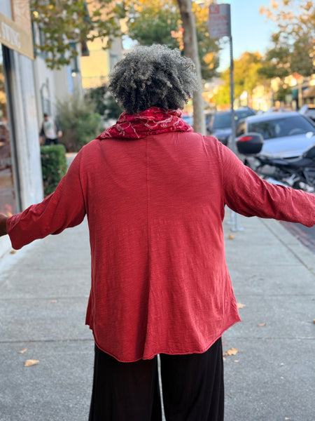 Kleen Seamed 3/4 Sleeve Swing Tee-Berry