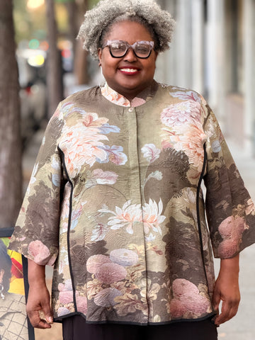 Citron Mandarin Tuck Blouse-Mums in Woodland