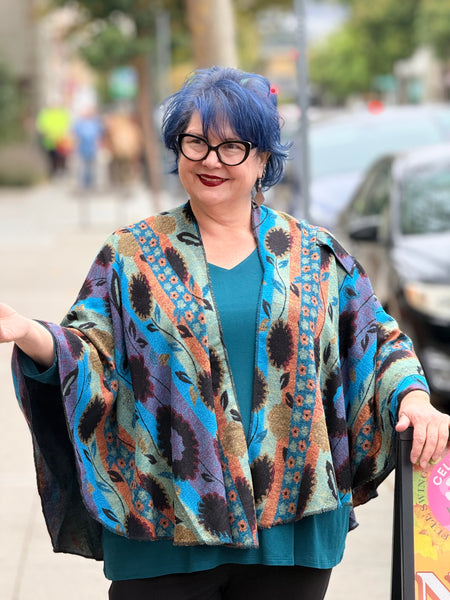 Rapti Cashmere Reversible Buckle Shawl #52-Turquoise