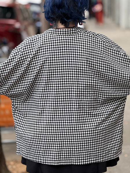 Eleven Stitch Small Check Big Shirt- B/W