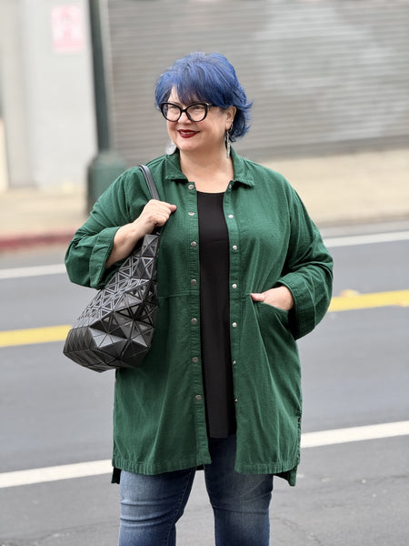 Eleven Stitch Solid Flannel Slit Pocket Duster-Blue Hunter