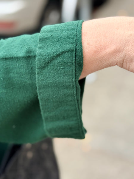 Eleven Stitch Solid Flannel Slit Pocket Duster-Blue Hunter