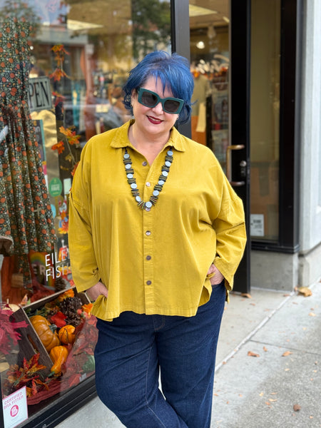 Gerties Pinwale Corduroy Big Shirt-Kiwi