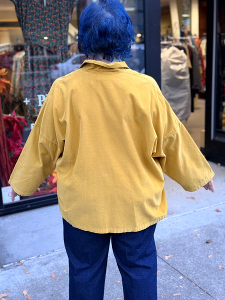 Gerties Pinwale Corduroy Big Shirt-Kiwi