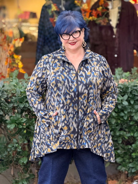 Kozan Jane Jacket-Blue Ikat