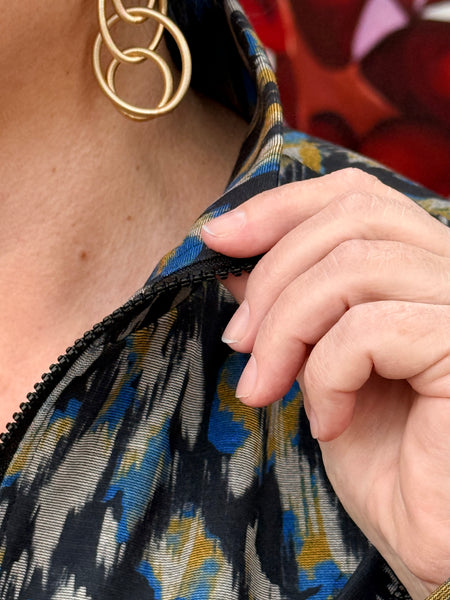 Kozan Jane Jacket-Blue Ikat