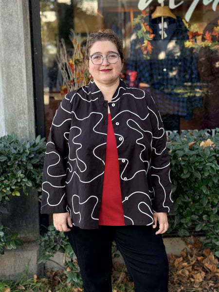 Niche Bella Blouse-B/W Swirl Poplin