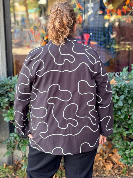 Niche Bella Blouse-B/W Swirl Poplin