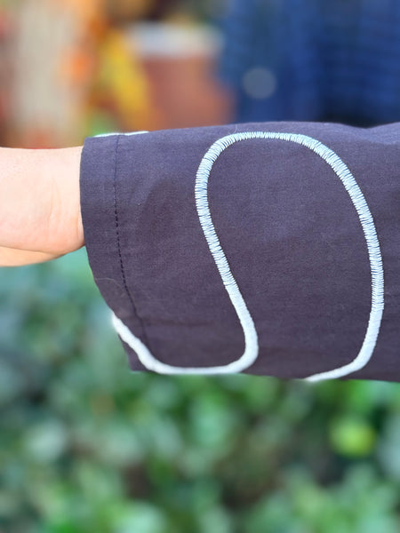 Niche Bella Blouse-B/W Swirl Poplin