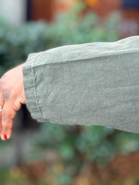 Transparente Pinwale Corduroy Pocket Dress-Olive