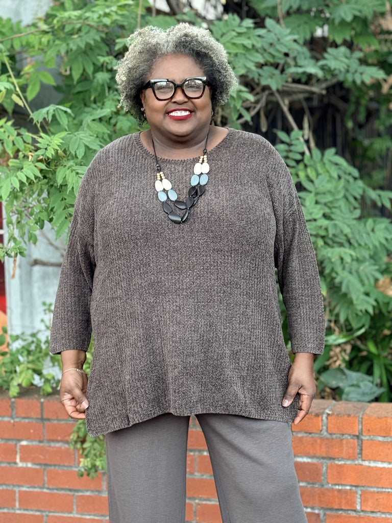 Eileen Fisher Chenille Blend Jewel Neck Sweater-Rye – In Full Swing