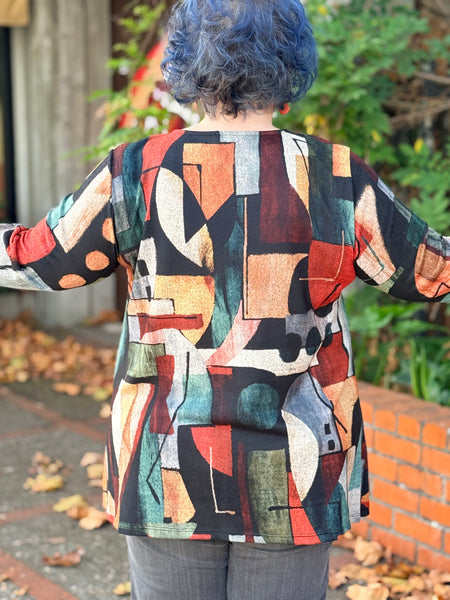 Jess and Jane French  Brushed Knit Tunic Top - Cubism