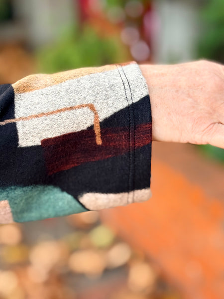 Jess and Jane French  Brushed Knit Tunic Top - Cubism