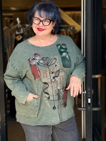 Jess and Jane Mineral Washed French Terry with Pocket