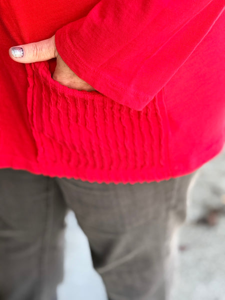 Jess and Jane Criss Cross Cowl Neck-Red