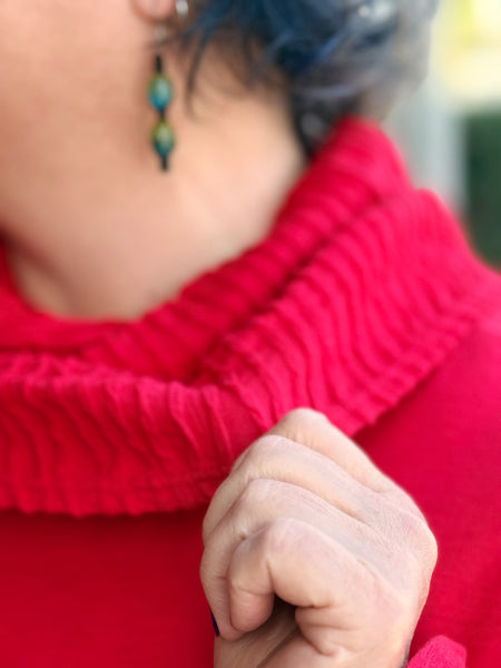 Jess and Jane Criss Cross Cowl Neck-Red