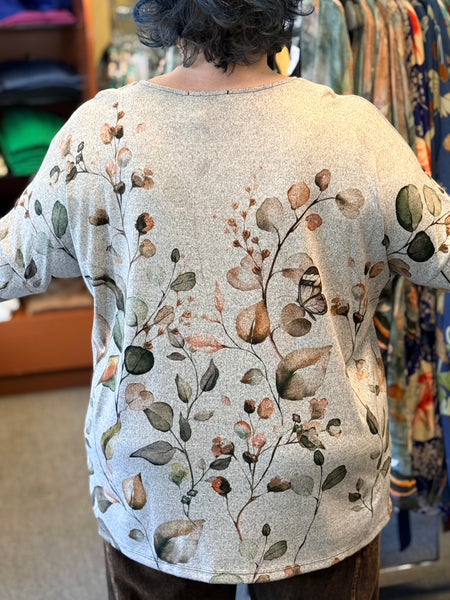 Jess and Jane French Brushed Tunic with Should Button Accent-Rosemary