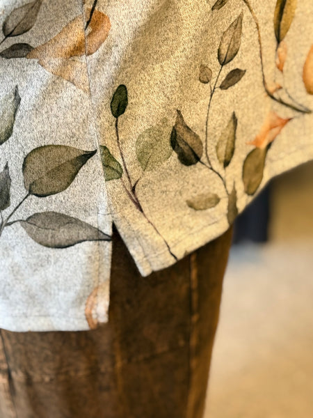 Jess and Jane French Brushed Tunic with Should Button Accent-Rosemary